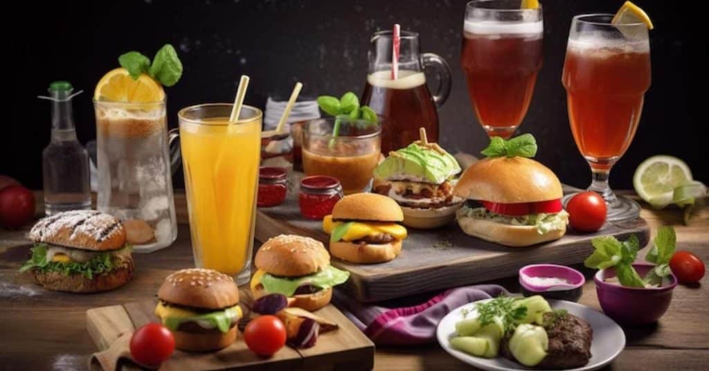 Delicious food and drinks