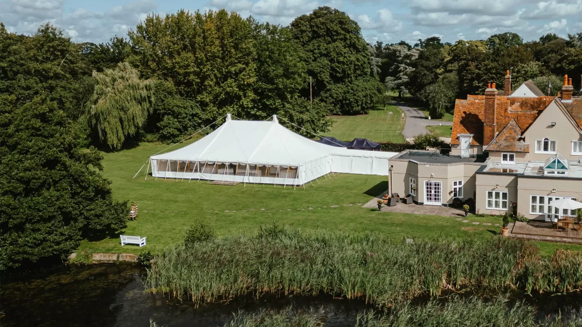 Prested Hall marquee wedding setup