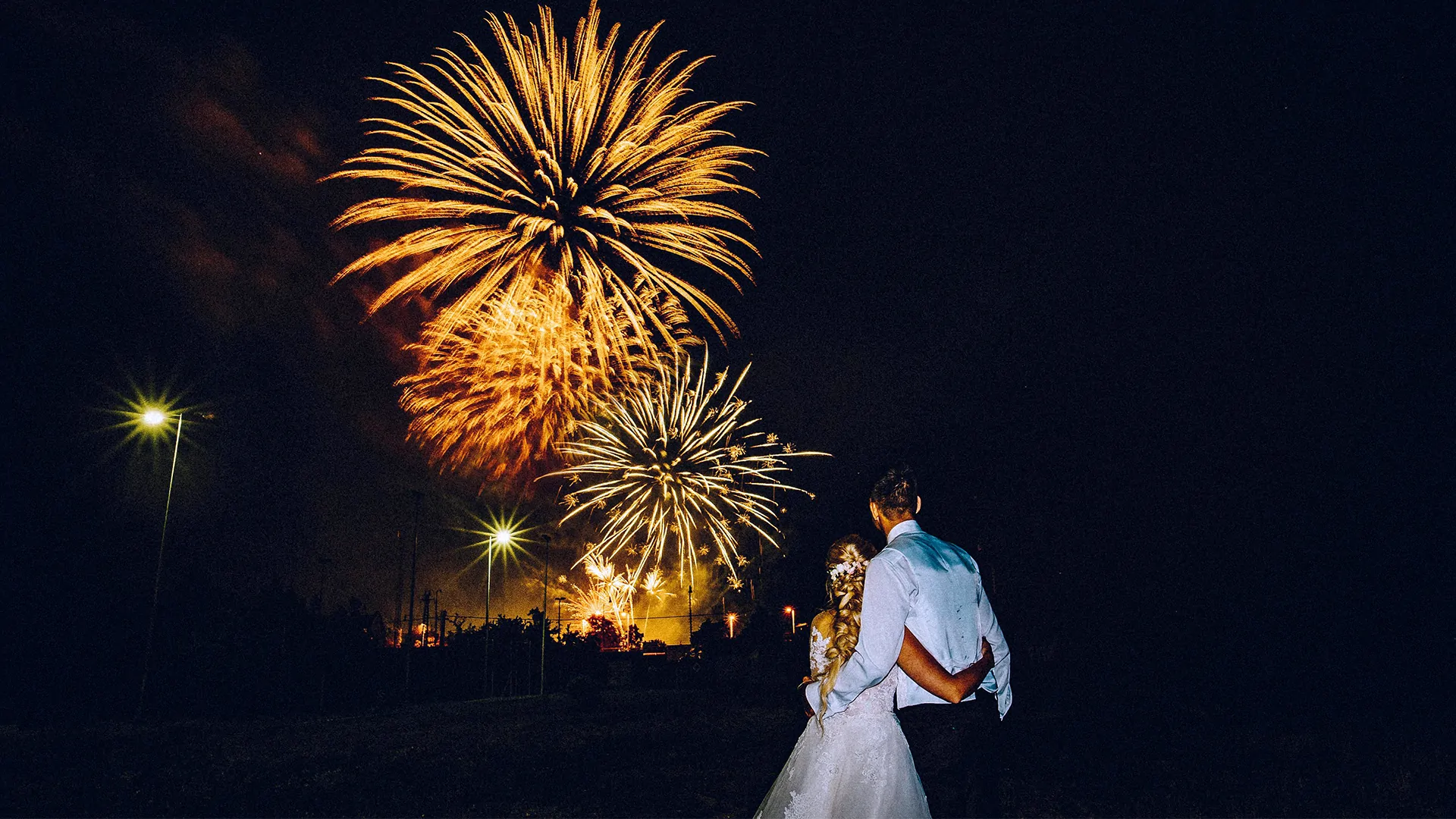 Blog 14 Star-themed wedding at Prested Hall Essex with fairy lights and celestial décor under the night sky