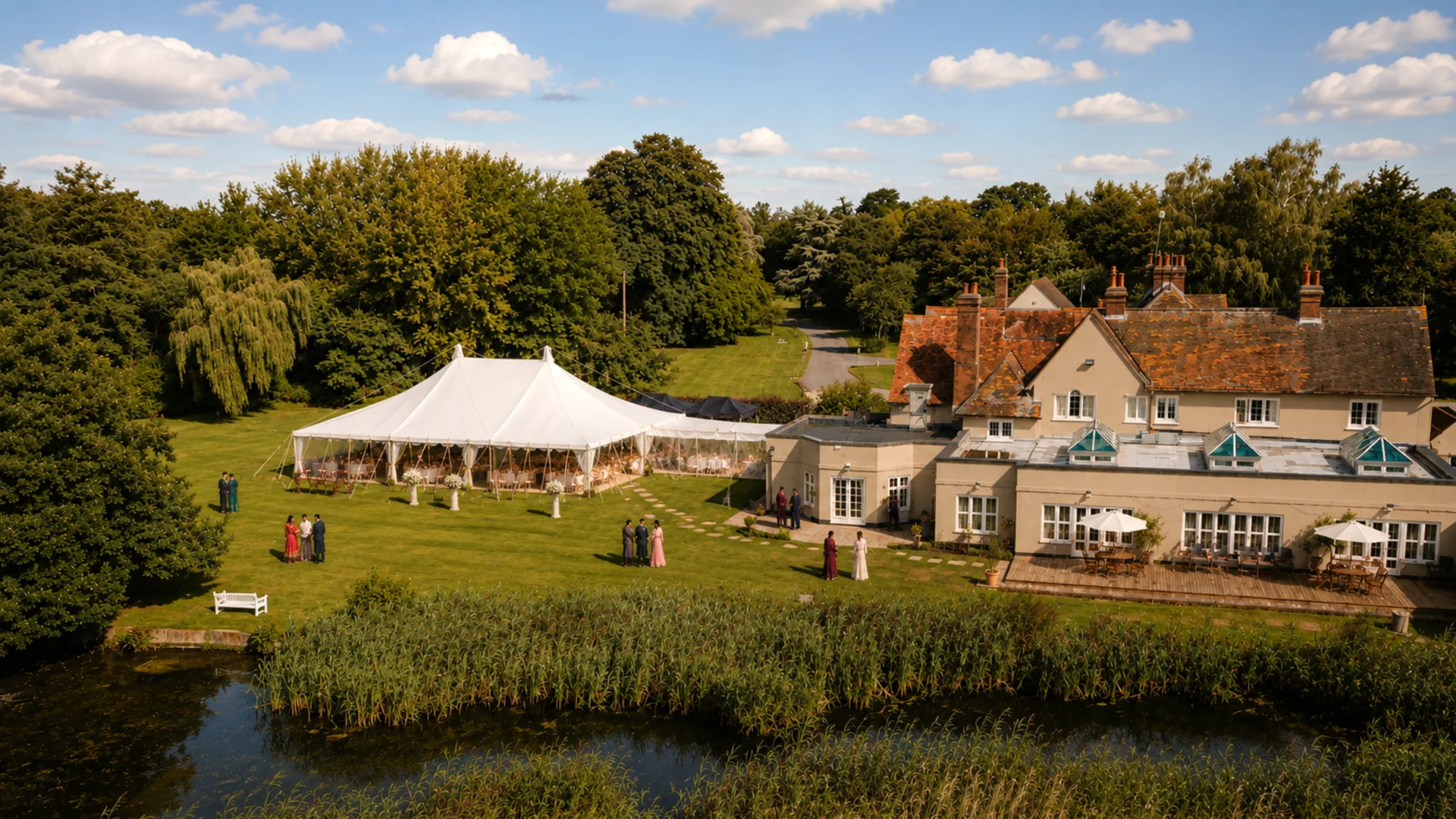 Blog 10 A vibrant and spacious marquee setup for a large celebration at Prested Hall, a premier Turkish Wedding Venue Essex.